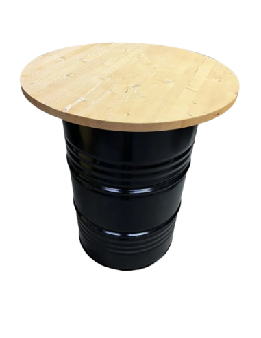 Mange debout fût d'huile 200L avec plateau bois