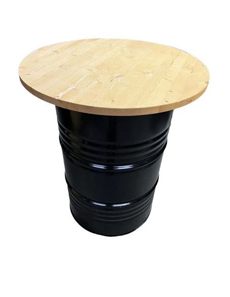 Mange debout fût d'huile 200L avec plateau bois